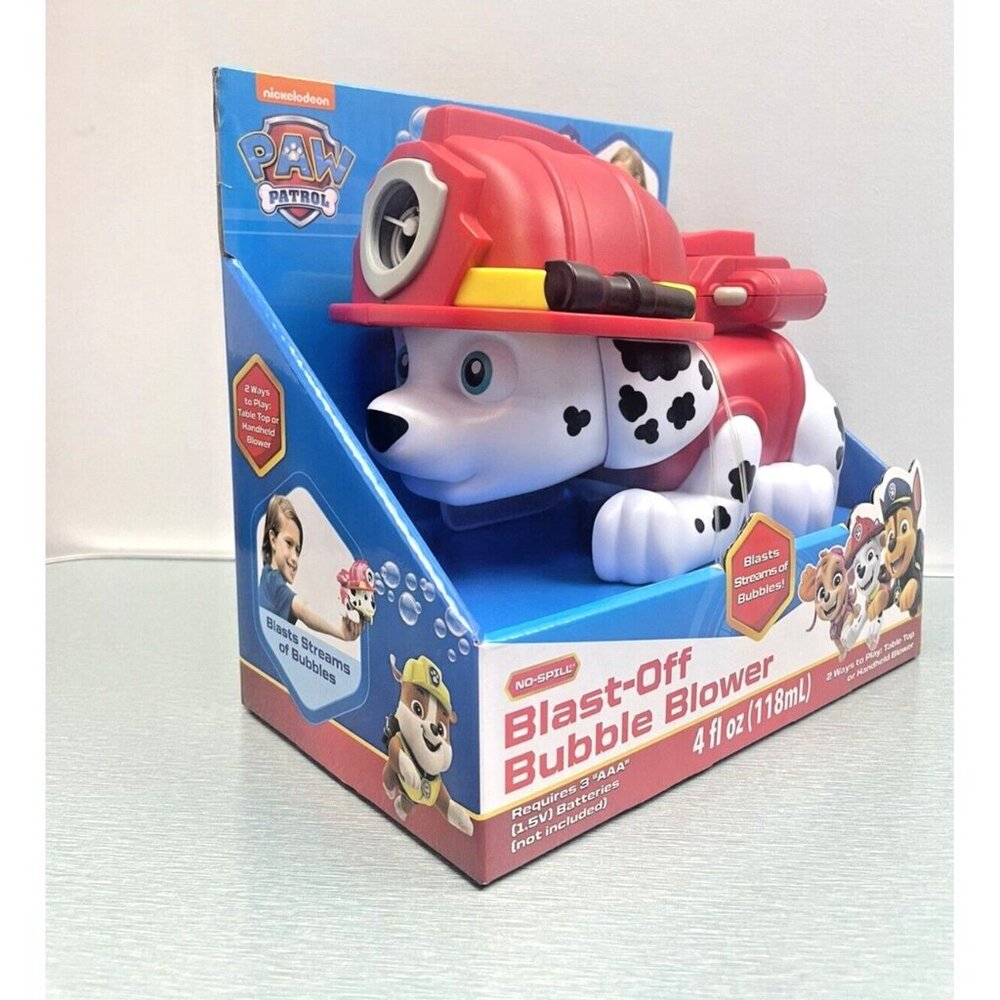 Paw Patrol Marshall Action Blast-Off Bubble Blower Nickelodeon No-Spill 6" Long